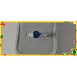 Stunning 2.4 Ct. Lab Created Blue & White Sapphire Gem Floral Accent Ring Sz 8